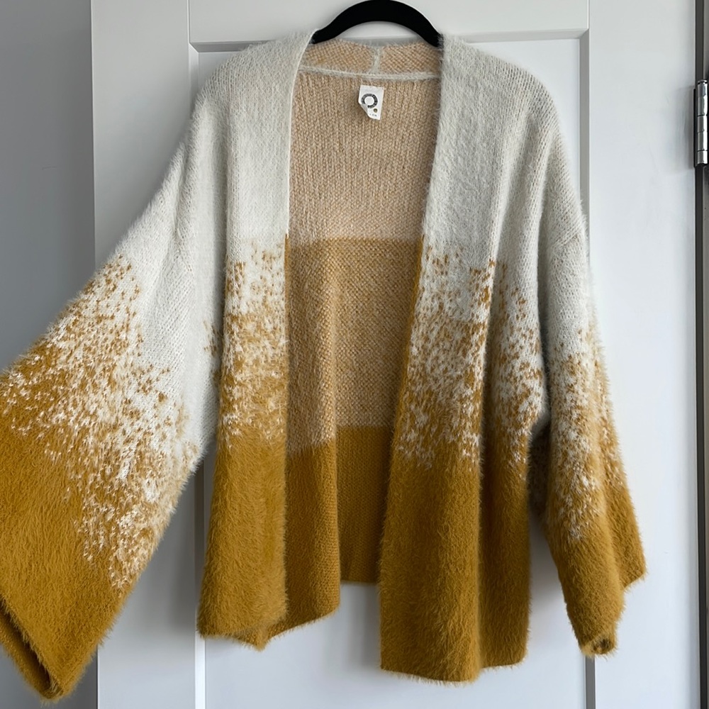 Fuzzy Yellow/Cream Textured Cardigan, From Anthro